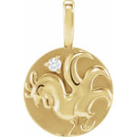 이미지를 갤러리 뷰어에 로드 , 14K Yellow Rose White Gold Diamond Rooster Chinese Zodiac Horoscope Pendant Charm
