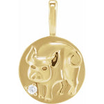 將圖片載入圖庫檢視器 14K Yellow Rose White Gold Diamond Pig Chinese Zodiac Horoscope Pendant Charm
