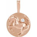 Cargar imagen en el visor de la galería, 14K Yellow Rose White Gold Diamond Horse Chinese Zodiac Horoscope Pendant Charm
