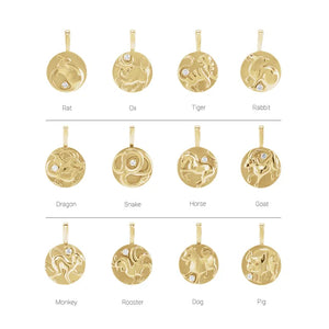 14K Yellow Rose White Gold Diamond Ox Chinese Zodiac Horoscope Pendant Charm
