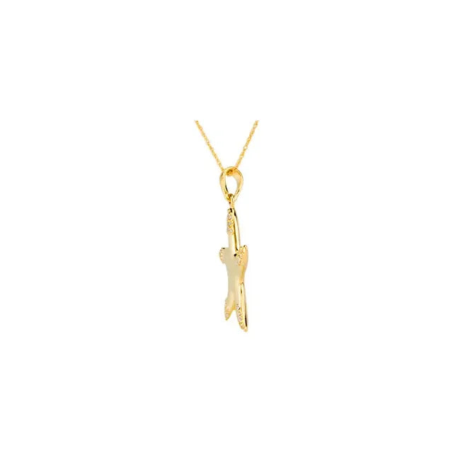 14k Yellow Gold Diamond Starfish Pendant Charm Necklace