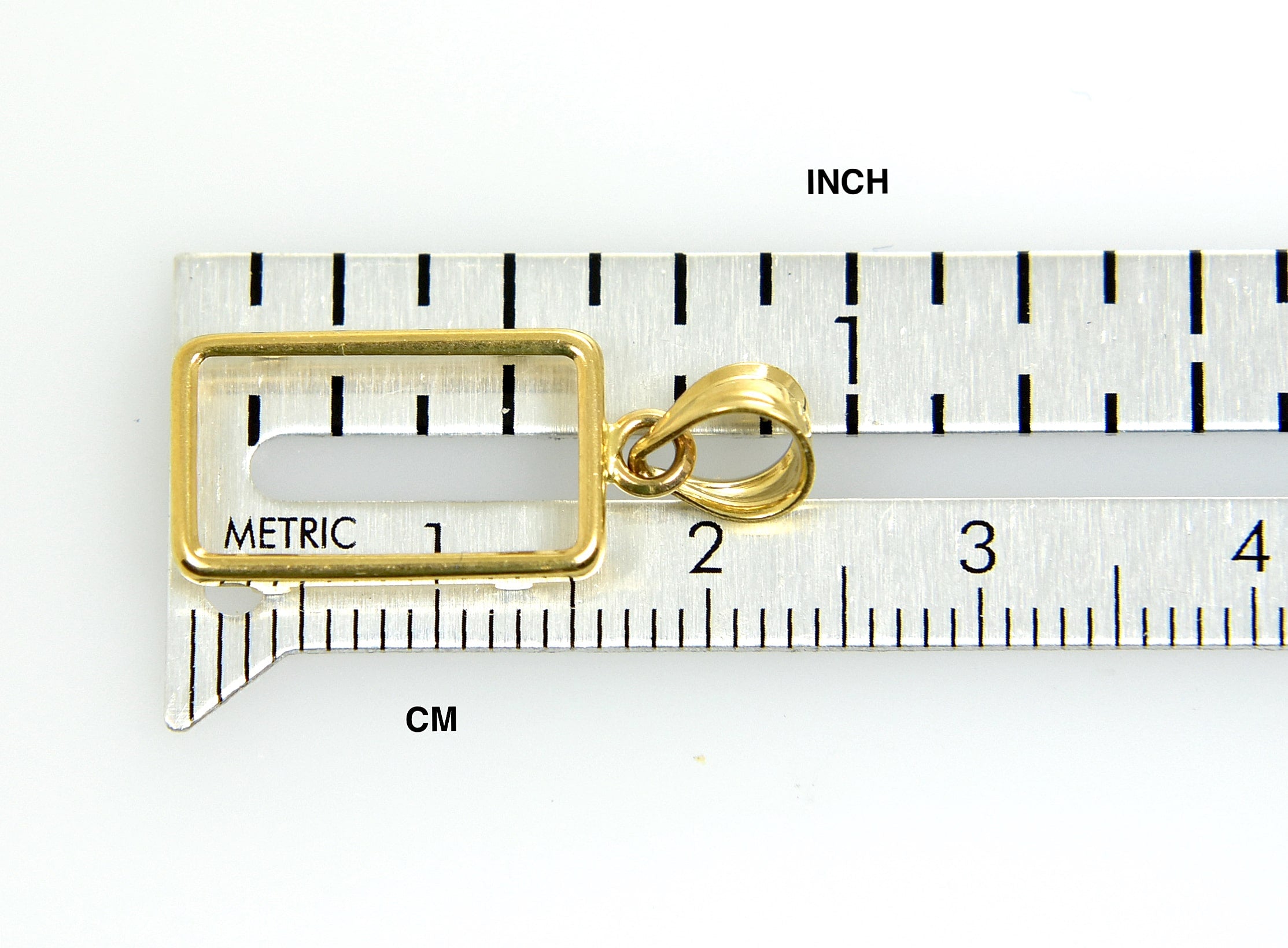 14K Yellow Gold Holds 15mm x 8.5mm x 0.65mm Coins or Credit Suisse 1 gram Mounting Holder Pendant
