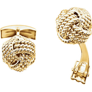 14k Yellow Gold or 14k White Gold 15mm Knot Cufflinks Cuff Links