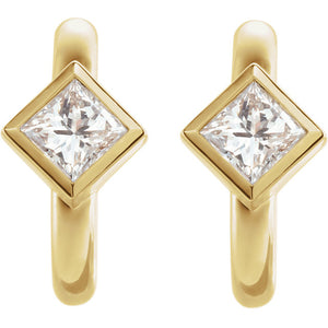 Platinum 14k Yellow Rose White Gold 1/3 CTW Diamond J Hoop Earrings