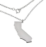 Indlæs billede til gallerivisning 14k Gold 10k Gold Silver California CA State Map Diamond Personalized City Necklace
