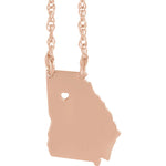 Carregar imagem no visualizador da galeria, 14k Gold 10k Gold Silver Georgia State Heart Personalized City Necklace
