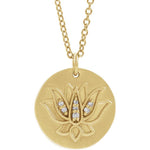 Lade das Bild in den Galerie-Viewer, Platinum 14k Gold Sterling Silver .025 CTW Diamond Lotus Flower Pendant Charm Necklace
