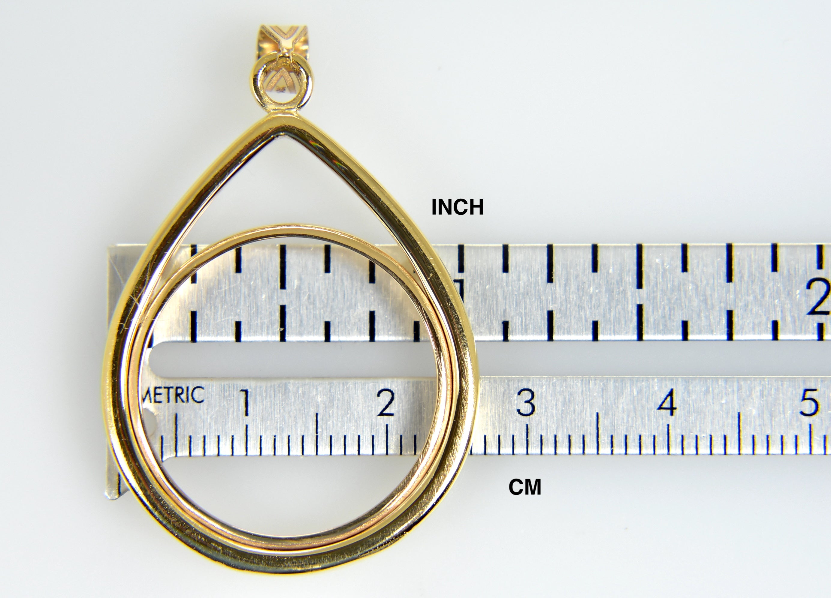 14K Yellow Gold 1/4 oz or One Fourth Ounce American Eagle Teardrop Coin Holder Holds 22mm x 1.8mm Coin Prong Bezel Pendant Charm