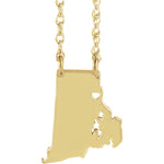 Φόρτωση εικόνας στο εργαλείο προβολής Συλλογής, 14k Gold 10k Gold Silver Rhode Island State Heart Personalized City Necklace
