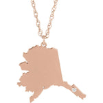 Lade das Bild in den Galerie-Viewer, 14k Gold 10k Gold Silver Alaska State Map Diamond Personalized City Necklace
