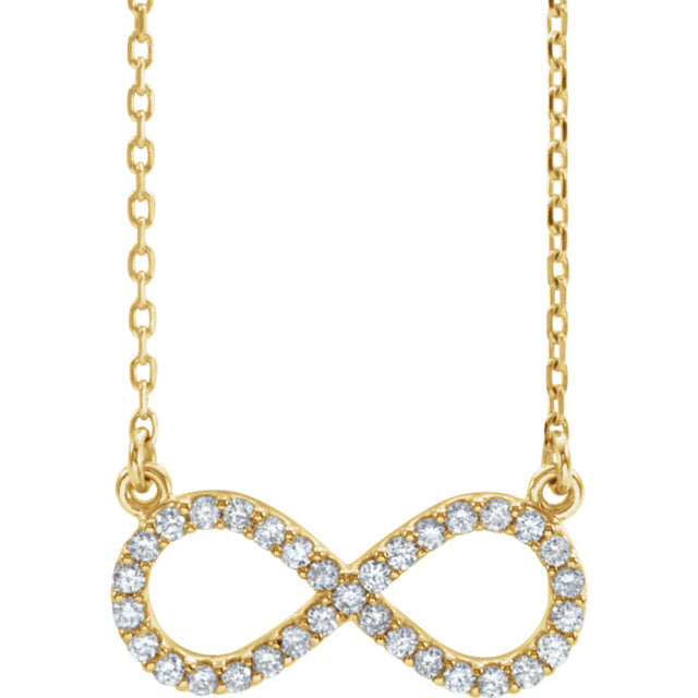 14k Yellow White Rose Gold 1/6 CTW Diamond Infinity Necklace