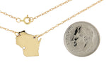 Indlæs billede til gallerivisning 14k Gold 10k Gold Silver Wisconsin State Heart Personalized City Necklace
