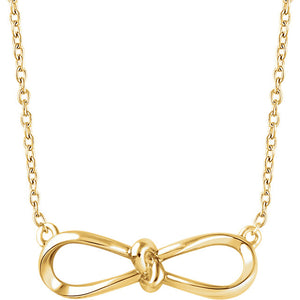 14k Yellow White Rose Gold or Sterling Silver Infinity Knot Necklace
