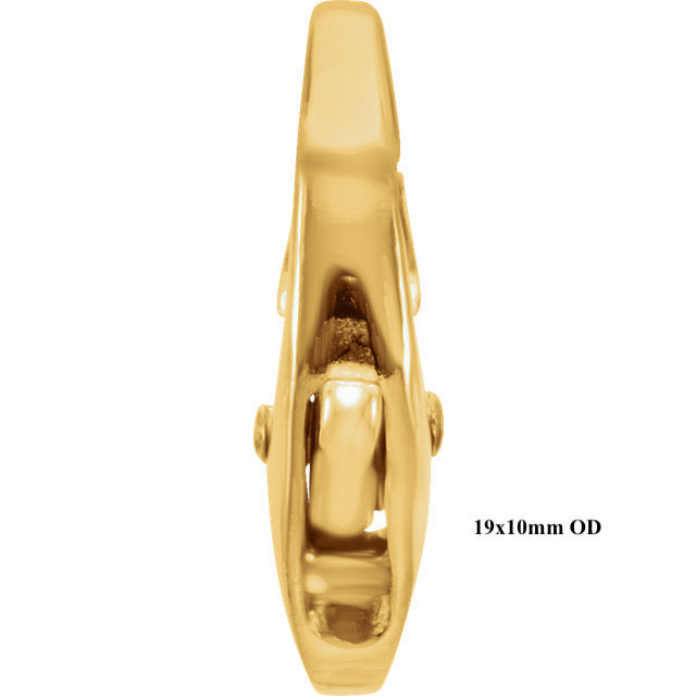 14k Yellow Gold Oval Cast Lobster Clasp 13.5x8.75mm 16.25x10mm 19x10mm OD