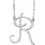 Charger l&#39;image dans la galerie, 14K Yellow Rose White Gold Diamond Letter R Initial Alphabet Necklace Custom Made To Order
