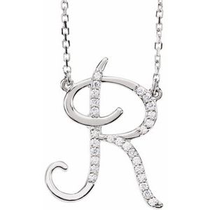 14K Yellow Rose White Gold Diamond Letter R Initial Alphabet Necklace Custom Made To Order