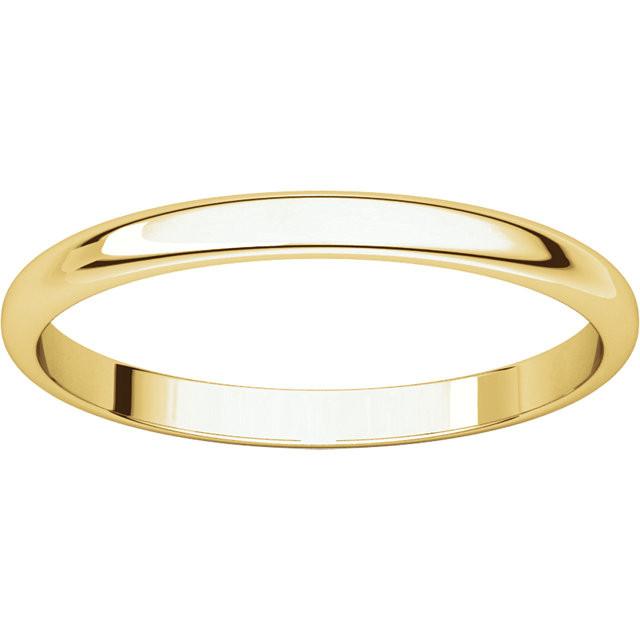 14k Yellow Gold 2mm Wedding Ring Band Half Round Light