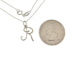 Load image into Gallery viewer, 14k Gold or Sterling Silver .03 CTW Diamond Script Letter R Initial Necklace
