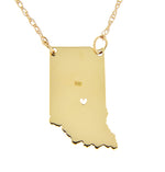 將圖片載入圖庫檢視器 14k Gold 10k Gold Silver Indiana State Heart Personalized City Necklace
