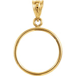 Afbeelding in Gallery-weergave laden, 14K Yellow Gold Coin Holder for 15mm Coins or United States US $1 One Dollar Coin Tab Back Frame Pendant Charm
