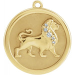 Load image into Gallery viewer, Platinum 14k Yellow Rose White Gold Diamond Lion Medallion Dangle Charm

