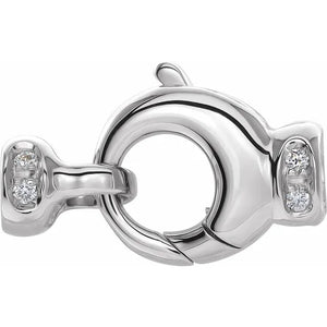 14k White Gold Diamond Accented Lobster Clasp with Tie Bar End Caps