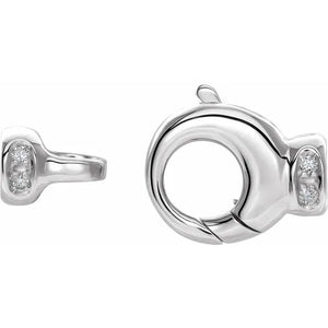 14k White Gold Diamond Accented Lobster Clasp with Tie Bar End Caps