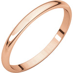 Загрузить изображение в средство просмотра галереи, 14k Rose Gold 2mm Wedding Ring Band Half Round Light
