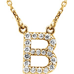 將圖片載入圖庫檢視器 14k Gold 1/6 CTW Diamond Alphabet Initial Letter B Necklace
