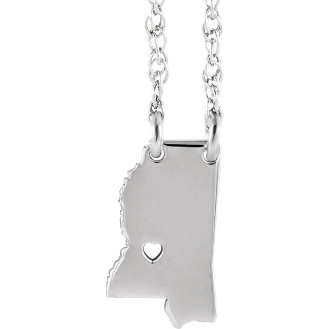 Mississippi State Heart City Pendant Charm Necklace