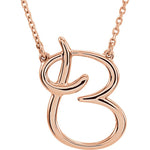 Load image into Gallery viewer, 14k Gold or Sterling Silver Script Letter B Initial Alphabet Necklace
