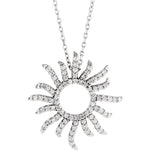 Lade das Bild in den Galerie-Viewer, 14K White Gold 3/8 CTW Diamond Sunburst Pendant Charm Necklace
