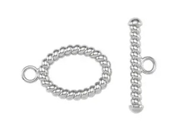 18k 14k Yellow White Gold Twisted Rope Oval Toggle Clasp Set for Bracelet Anklet Choker Necklace Jewelry Parts Findings