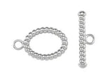 Lade das Bild in den Galerie-Viewer, 18k 14k Yellow White Gold Twisted Rope Oval Toggle Clasp Set for Bracelet Anklet Choker Necklace Jewelry Parts Findings
