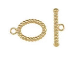 Indlæs billede til gallerivisning 18k 14k Yellow White Gold Twisted Rope Oval Toggle Clasp Set for Bracelet Anklet Choker Necklace Jewelry Parts Findings
