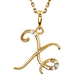 Load image into Gallery viewer, 14k Gold or Sterling Silver .03 CTW Diamond Script Letter X Initial Necklace
