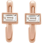 Załaduj obraz do przeglądarki galerii, Platinum 14k Yellow Rose White Gold 1/5 CTW Baguette Cut Diamond J Hoop Earrings
