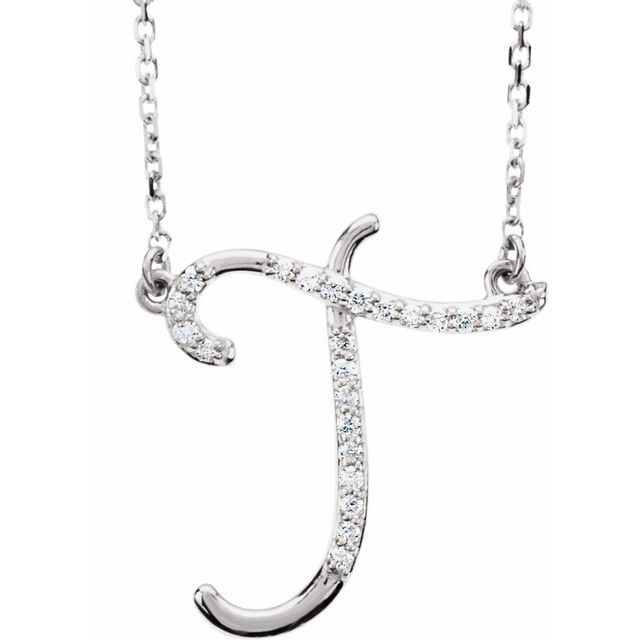14K Yellow Rose White Gold Diamond Letter T Initial Alphabet Necklace Custom Made To Order