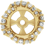 Load image into Gallery viewer, Platinum 14k Yellow Rose White Gold Halo Style Earring Jackets 5.7mm ID Inside Diameter
