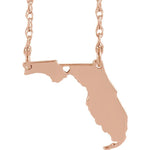 Ladda upp bild till gallerivisning, 14k Gold 10k Gold Silver Florida State Heart Personalized City Necklace
