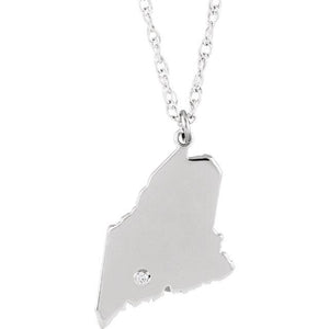 14k Gold 10k Gold Silver Maine ME State Map Diamond Personalized City Necklace