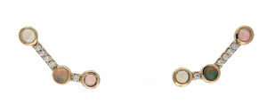 Platinum 14k Yellow Rose White Gold Ethiopian Opal .08 CTW Diamond Ear Climbers Earrings