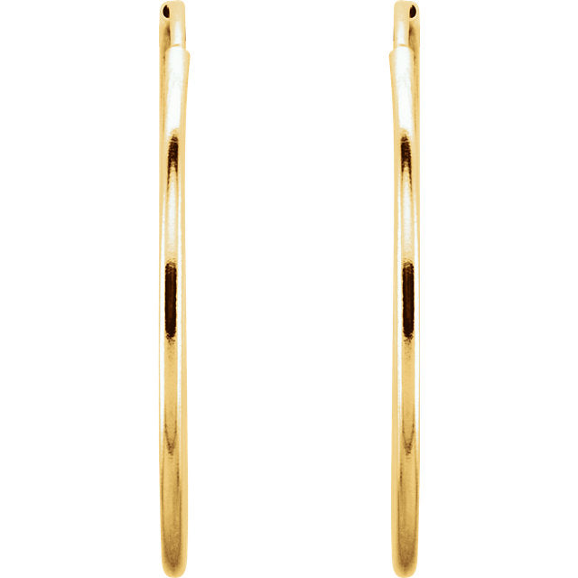 14k Yellow Gold Round Endless Hoop Earrings 10mm 12mm 15mm 20mm 24mm x 1mm