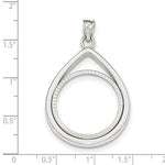 Lade das Bild in den Galerie-Viewer, 14K White Gold 1/4 oz or One Fourth Ounce American Eagle Teardrop Coin Holder Holds 22mm x 1.8mm Coin Prong Bezel Diamond Cut Pendant Charm
