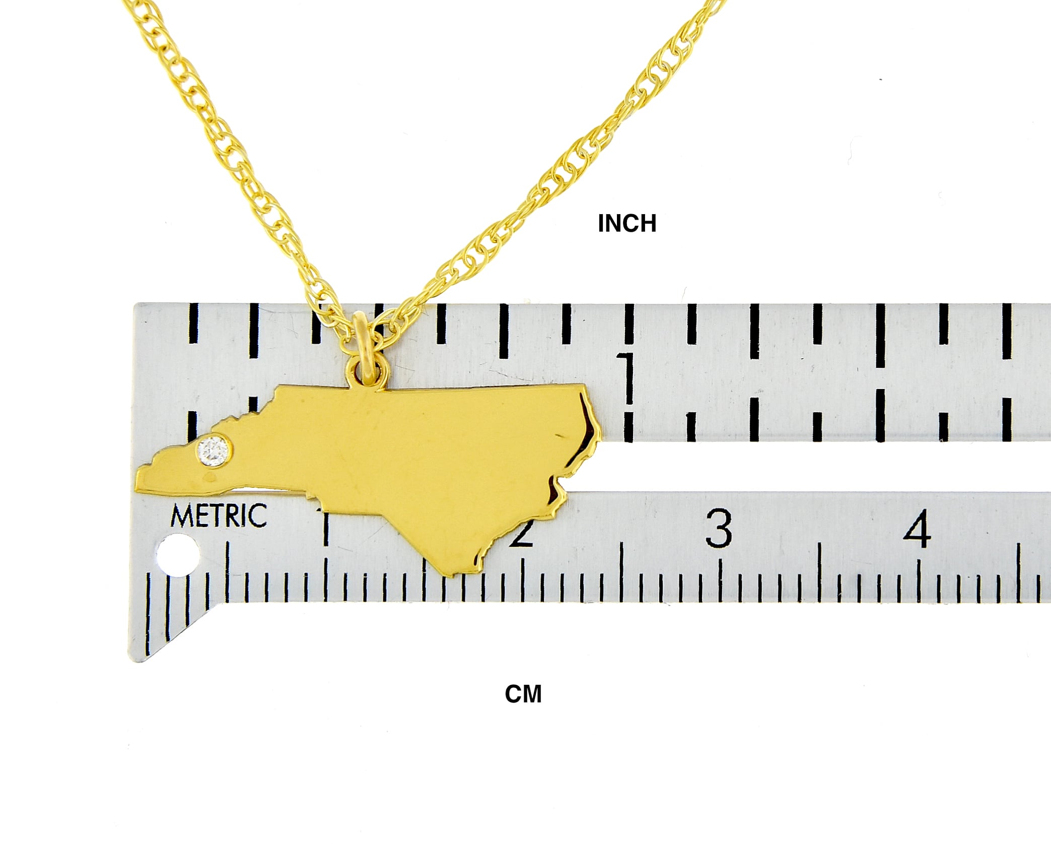 14k Gold 10k Gold Silver North Carolina NC State Map Diamond Personalized City Necklace