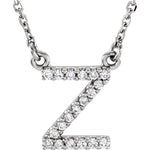 Load image into Gallery viewer, 14k Gold 1/10 CTW Diamond Alphabet Initial Letter Z Necklace
