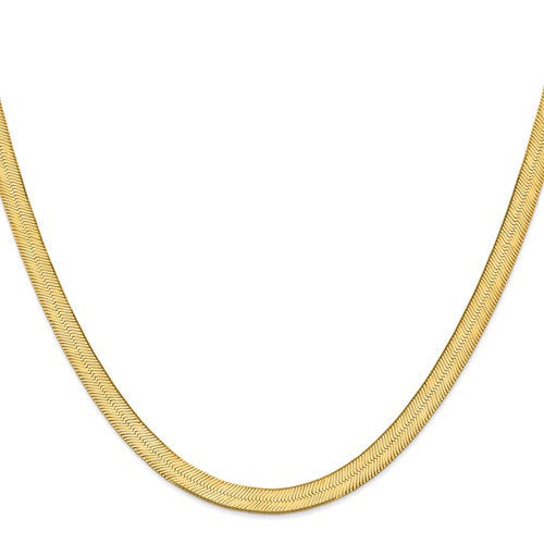 14k Yellow Gold 6.5mm Silky Herringbone Bracelet Anklet Choker Necklace Pendant Chain