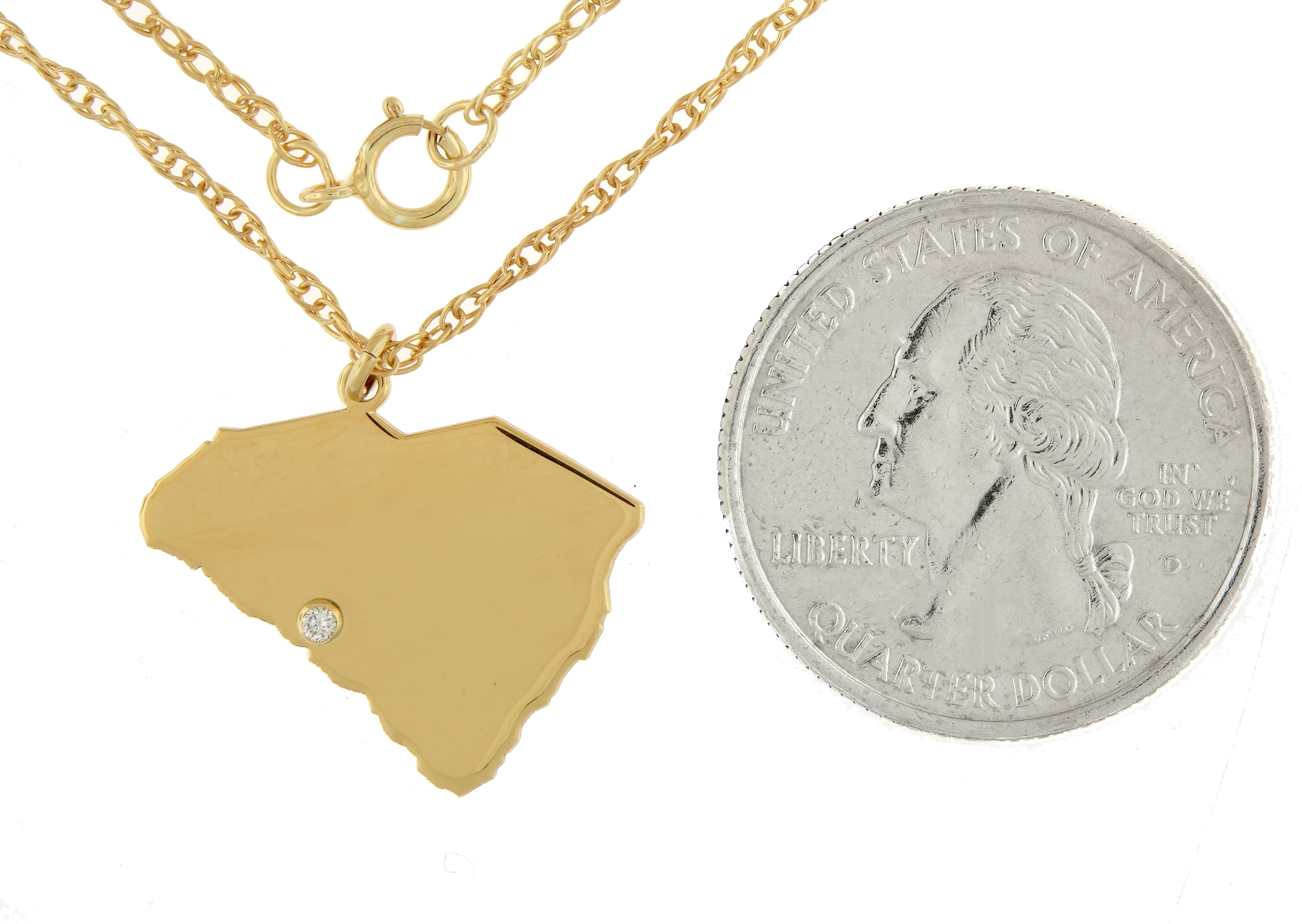 14k Gold 10k Gold Silver South Carolina SC State Map Diamond Personalized City Necklace