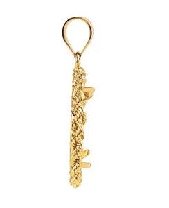 14K Yellow Gold Coin Holder for 17.9mm x 1.2mm Coins or United States US $2.50 Dollar or Chinese Panda 1/10 Ounce Tab Back Frame Rope Design Pendant Charm