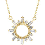 Φόρτωση εικόνας στο εργαλείο προβολής Συλλογής, 14K Yellow White Rose Gold 1/2 CTW Diamond Sunburst Pendant Charm Necklace
